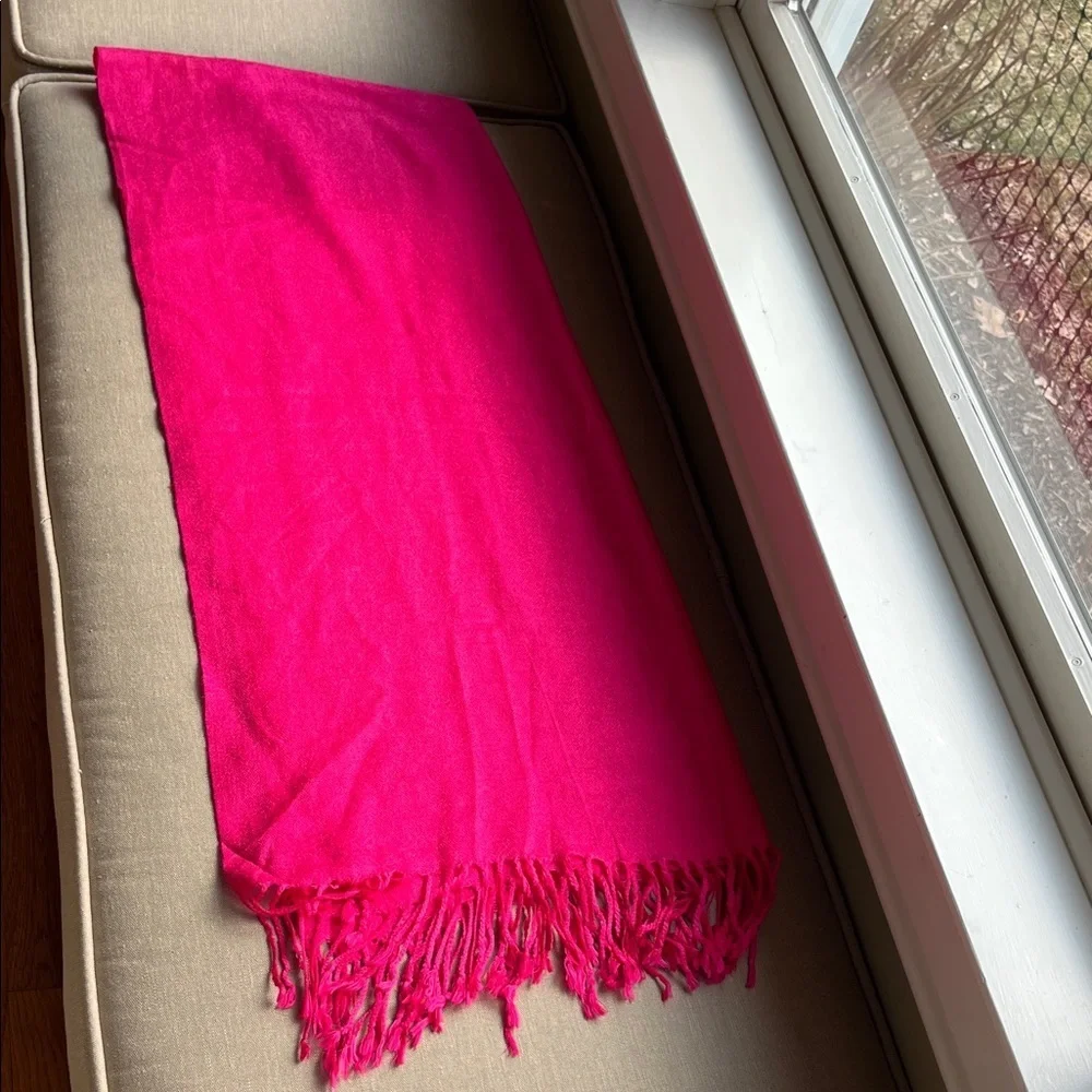 Bright Fuchsia Fringe Scarf